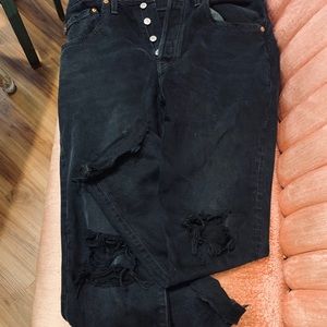 Levi’s 501, destroyed high rise jeans